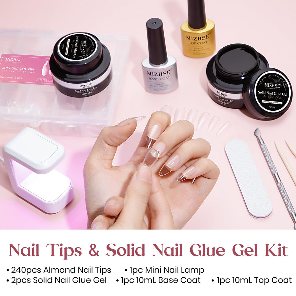 MIZHSE solid nail glue gel 18ml for strong adhesion.