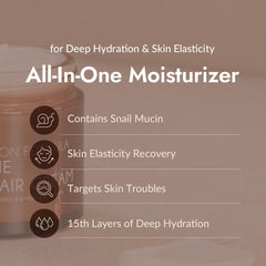 MIZON AllinOne Snail Repair Cream texture closeup shows light, non-greasy hydration.