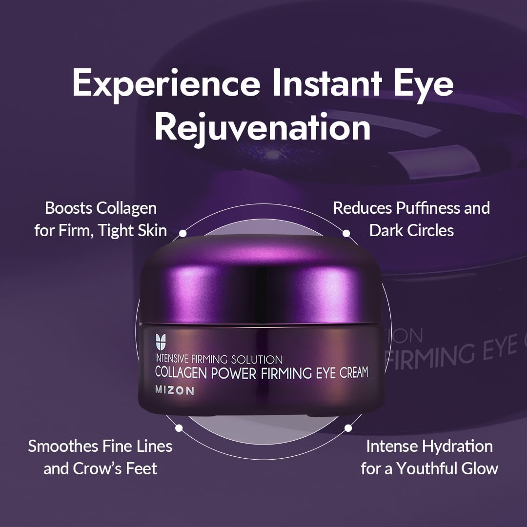 MIZON Collagen Power Firming Eye Cream box and tube on a clean background.