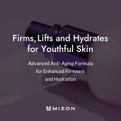 MIZON Collagen Power Lifting Emulsion label close-up highlighting marine collagen for hydration