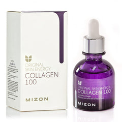 MIZON Collagen 100 ampoule bottle close-up showing a firm look.