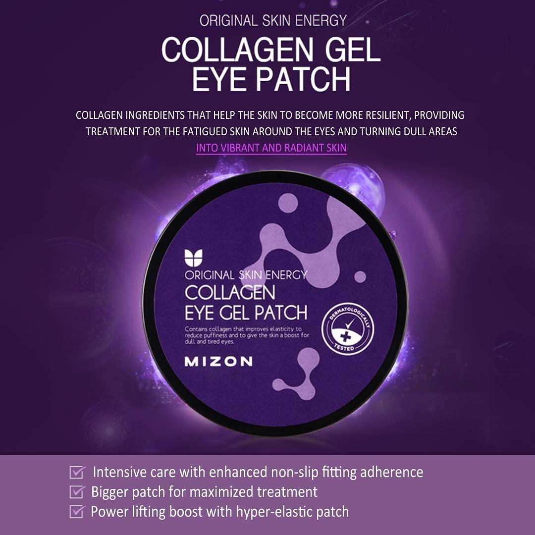 MIZON Marine Collagen Eye Gel Patch on under-eye area to target fine lines.