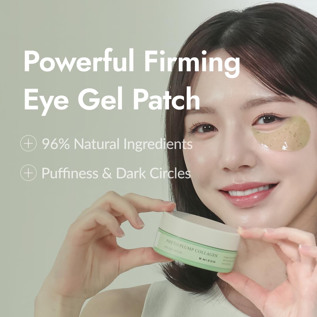 MIZON Phyto Plump Eye Gel Patch closeup shows triple hyaluronic acid hydration action.