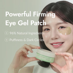 MIZON Phyto Plump Eye Gel Patch closeup shows triple hyaluronic acid hydration action.