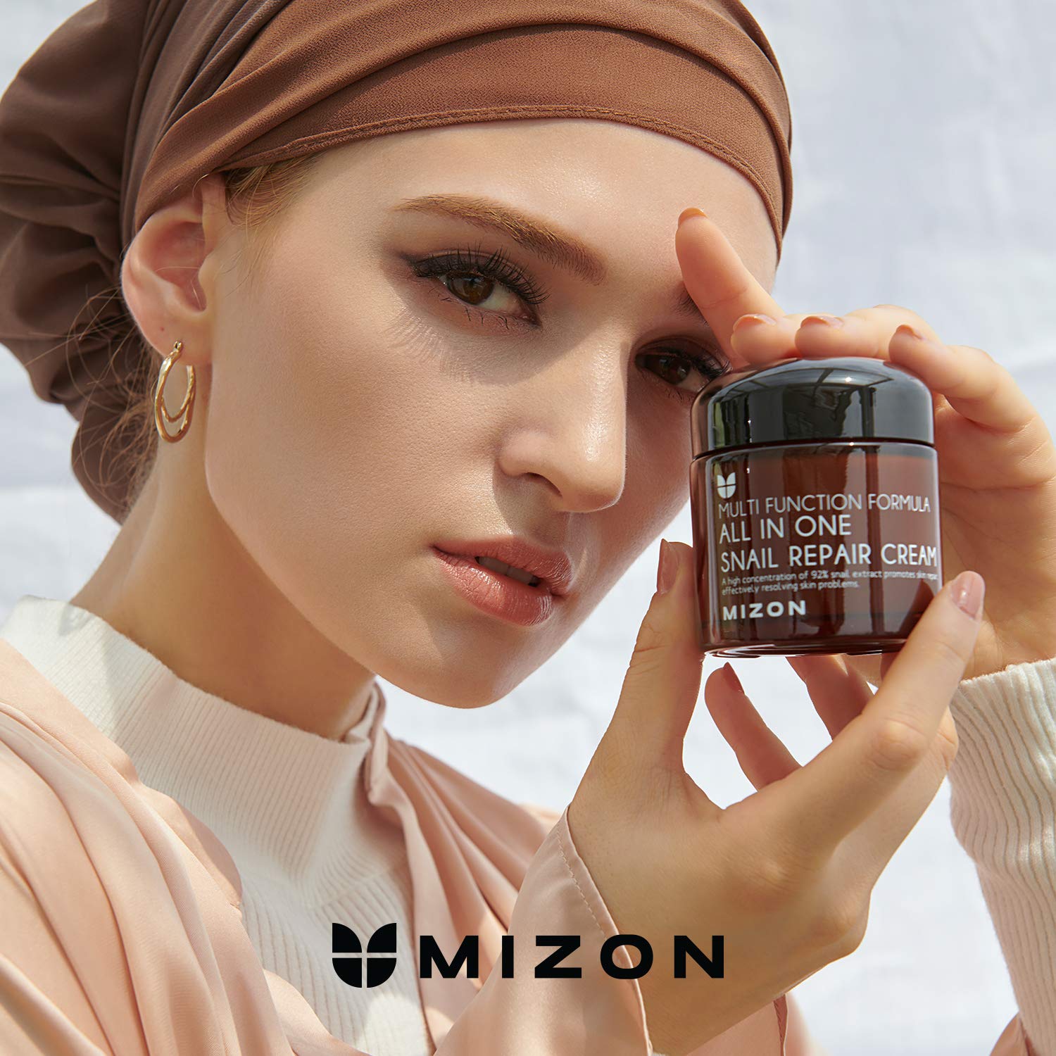 MIZON snail repair cream back-label close-up highlights safe usage and ingredients