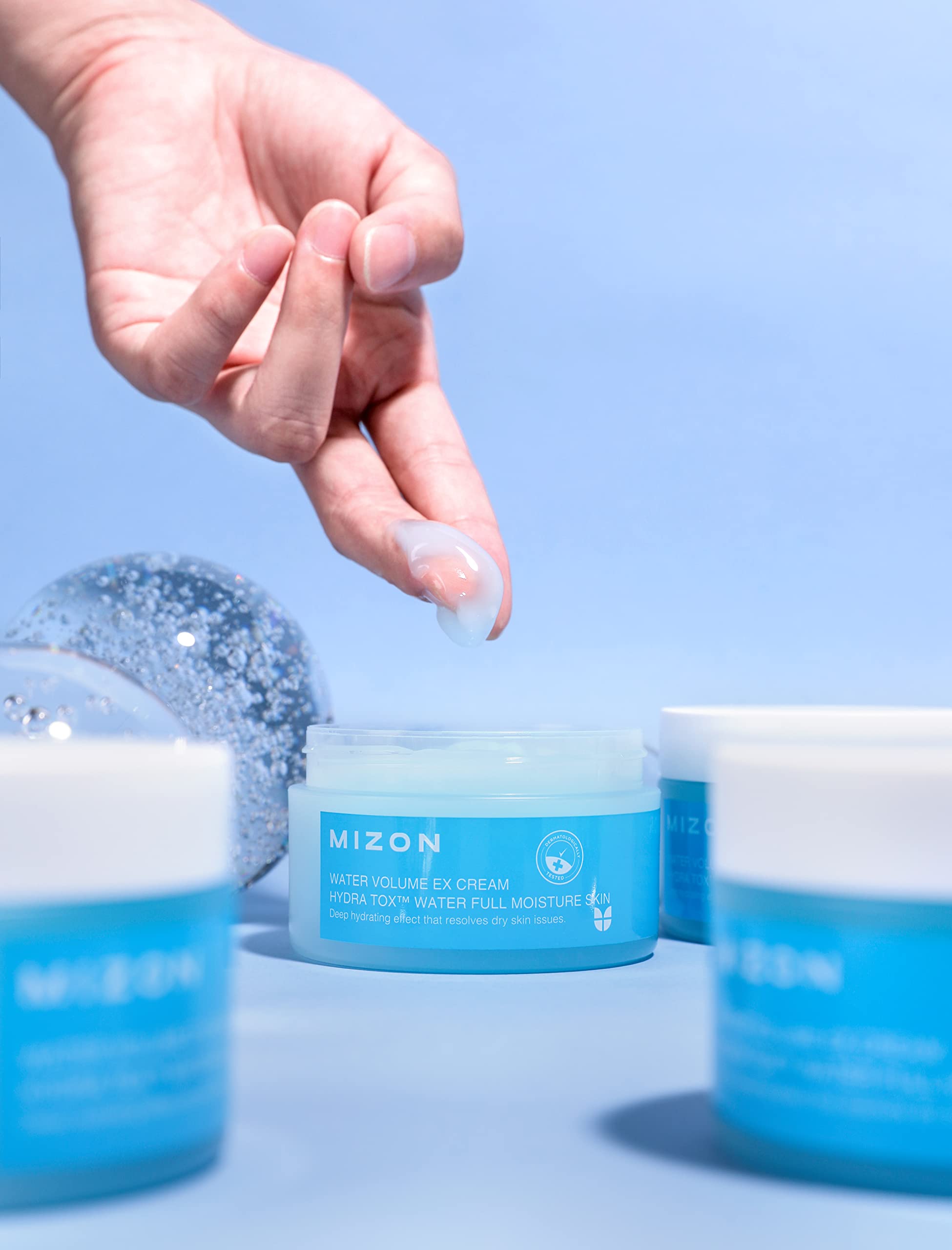 MIZON Water Volume EX Cream quick absorption under sunscreen routine.