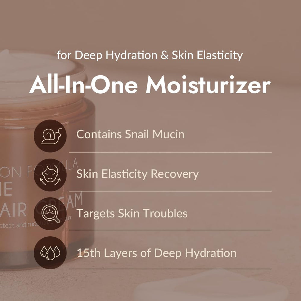 Close-up of snail mucin filtrate emphasize potent repair ingredients in MIZON cream.