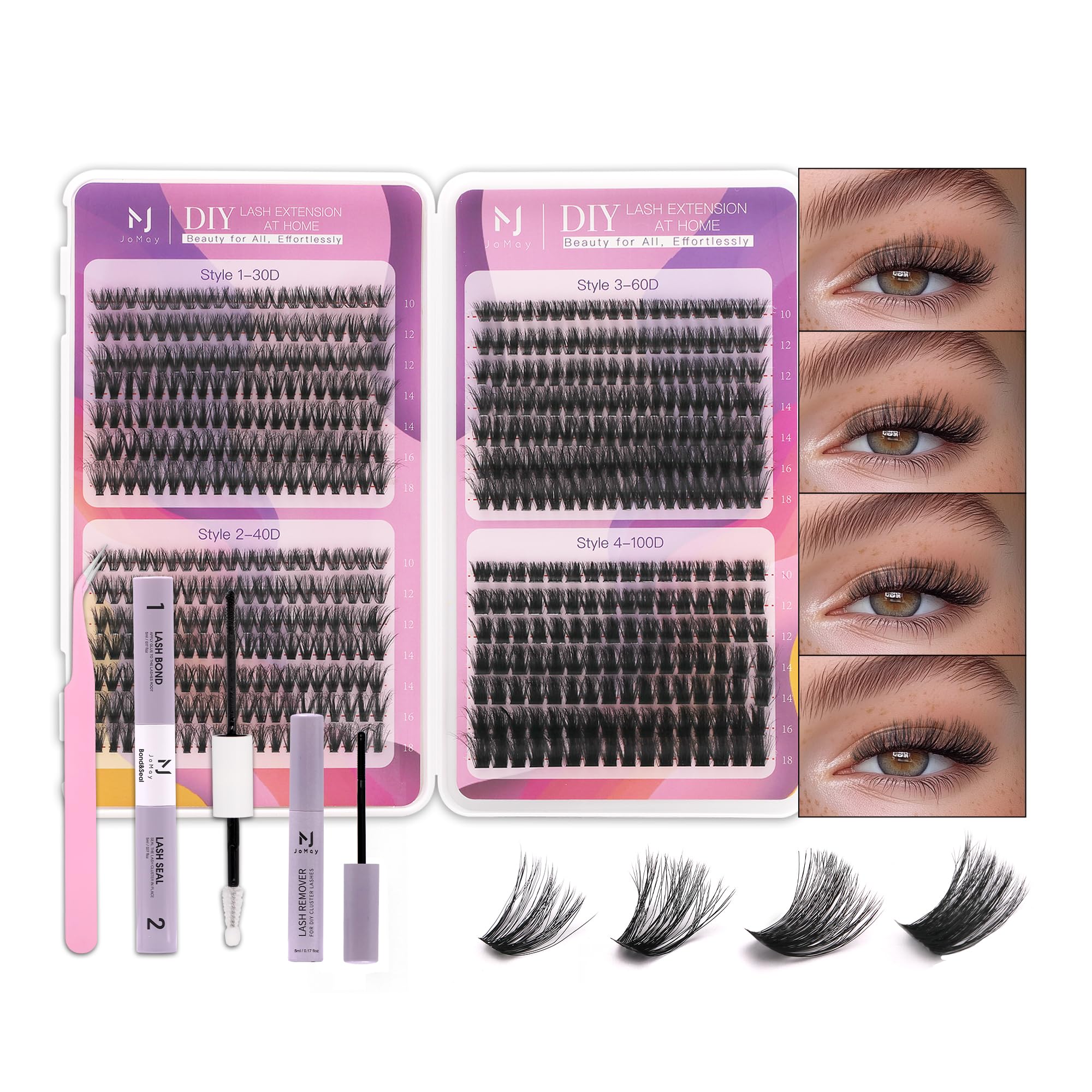 MJJOMAY JoMay lash clusters kit front view showing versatility for multiple eye looks.