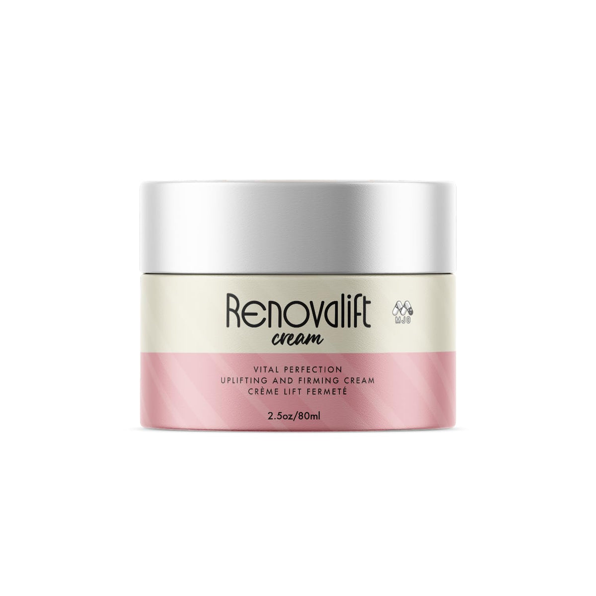 MJO Renovalift face cream bottle highlights natural ingredients for daily hydration