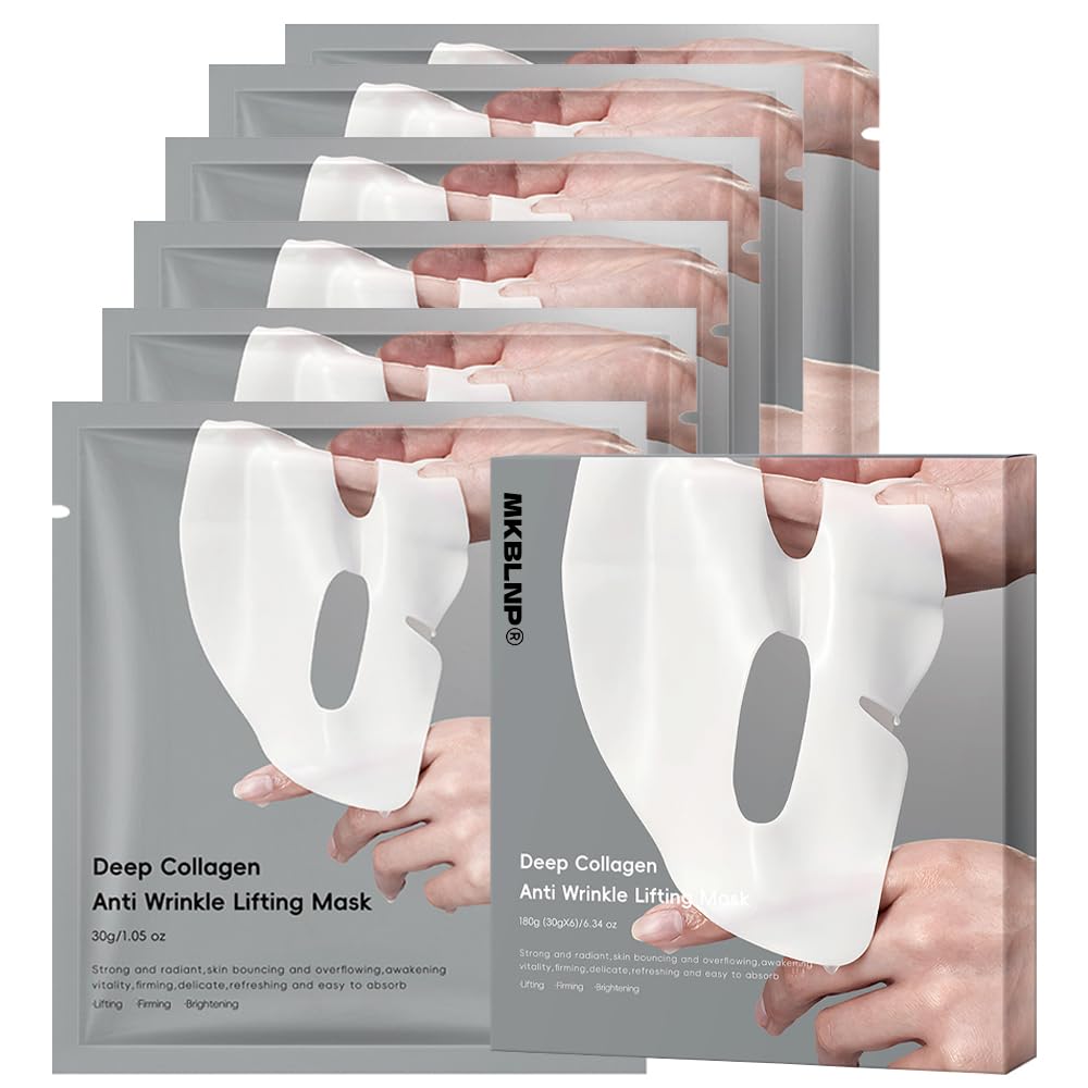 MKBLNP collagen face mask packaging highlights premium hydrogel sheet for deep hydration