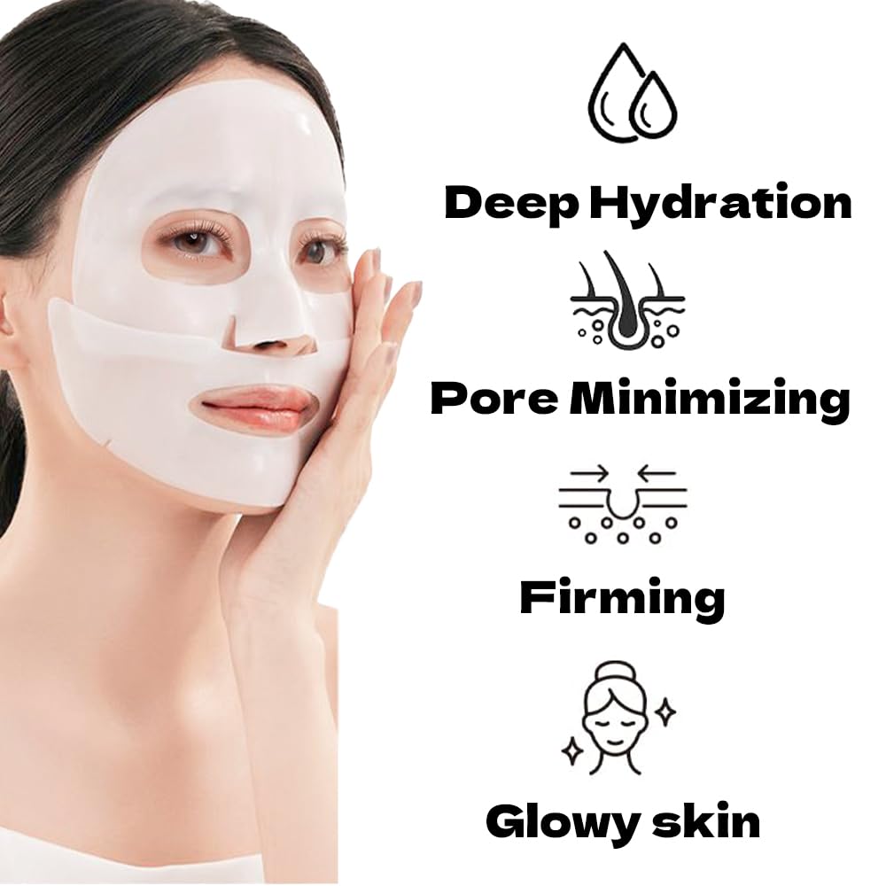 MKBLNP collagen face mask sheet shown as a transparent hydrogel for overnight use