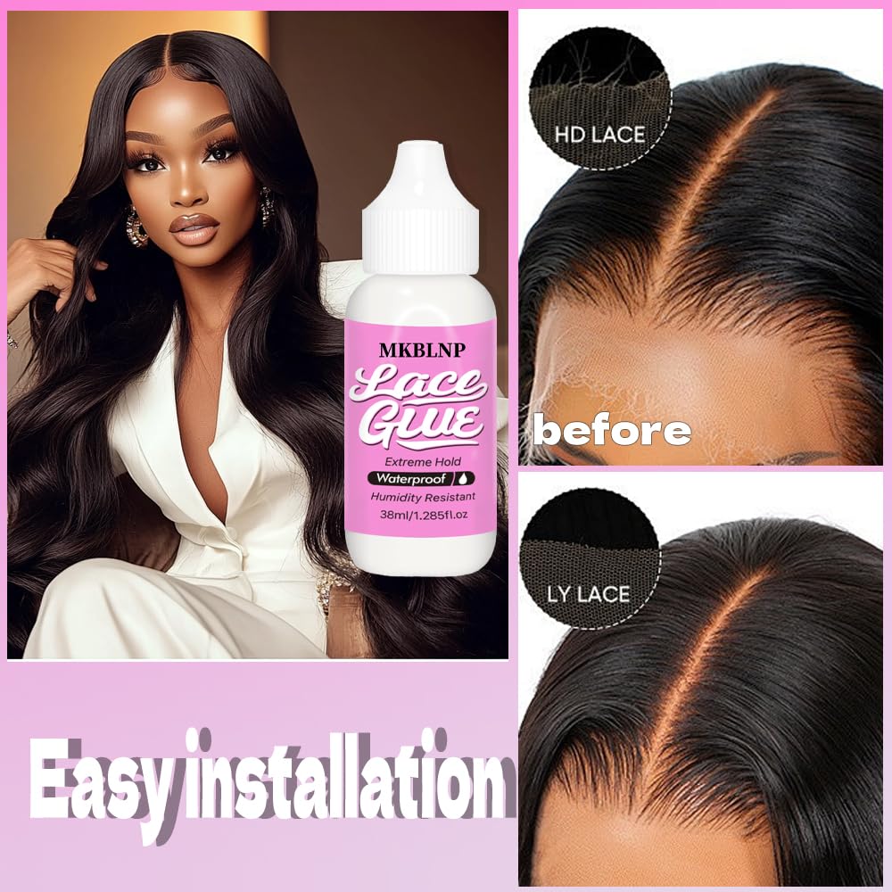MKBLNP strong adhesion wig adhesive resists moisture for long wear.