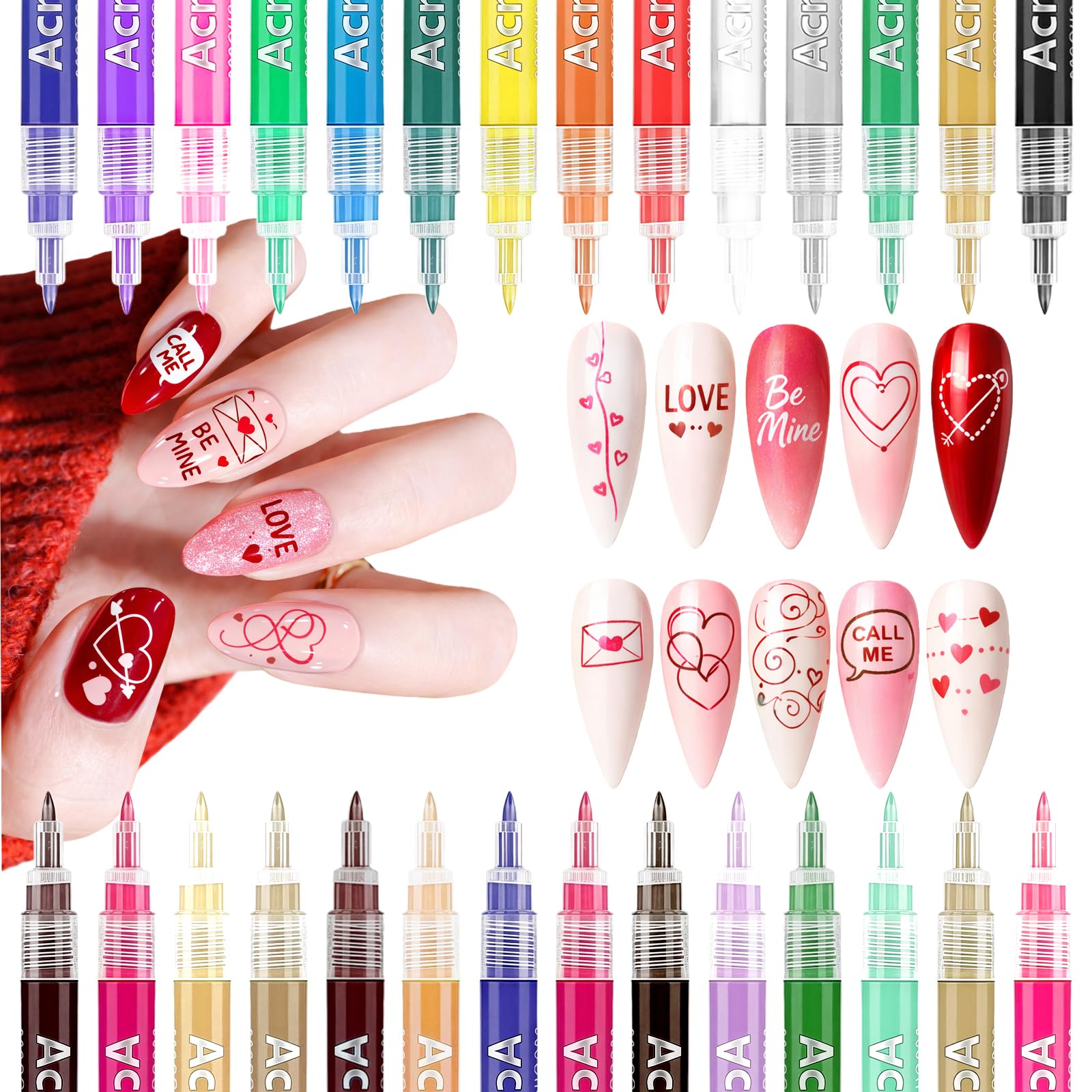 MKNZOME 28-color nail art pens showing vibrant palette for precise DIY manicure design