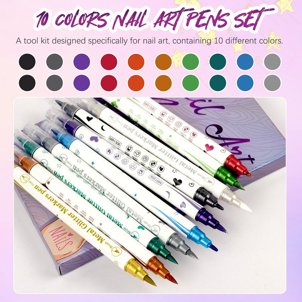 MKNZOME dual-tip pens deliver precise nail art designs.