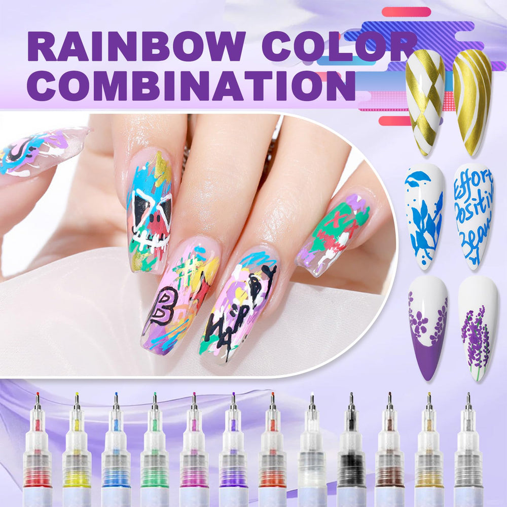 MKNZOME nail art pens feature vivid colors that dry quickly.