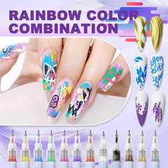 MKNZOME nail art pens feature vivid colors that dry quickly.