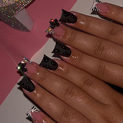 Mkwntg 24-piece black duck mouth nails pack for quick manicures