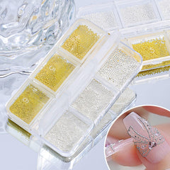 Mkwntg gold silver close-up shows delicate 3D charm details for nails.