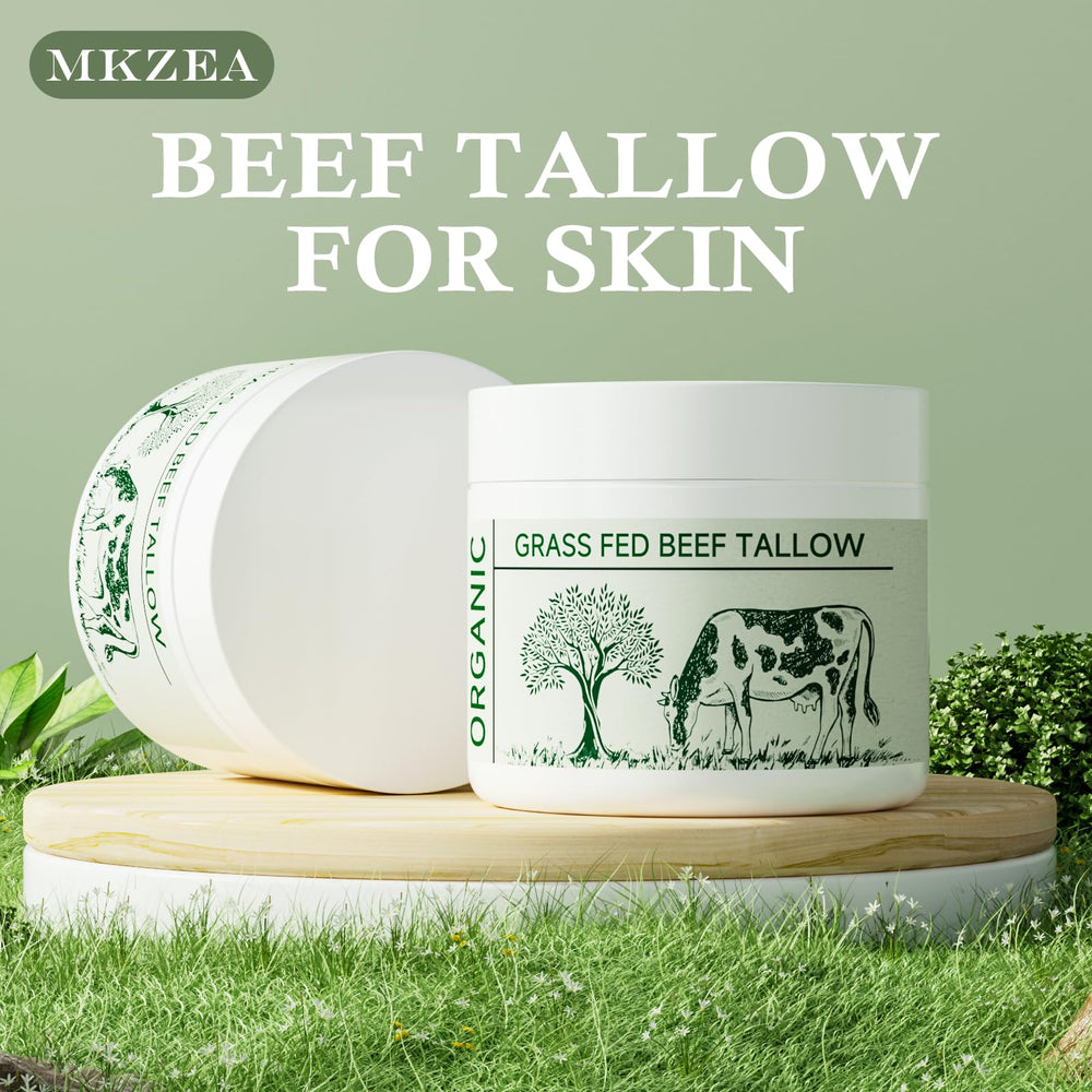 mkzea beef tallow body lotion pump bottle delivers long-lasting moisture.