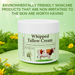 MKZEA Beef Tallow Face Moisturizer close-up highlighting natural fatty acids for skin nourishment.