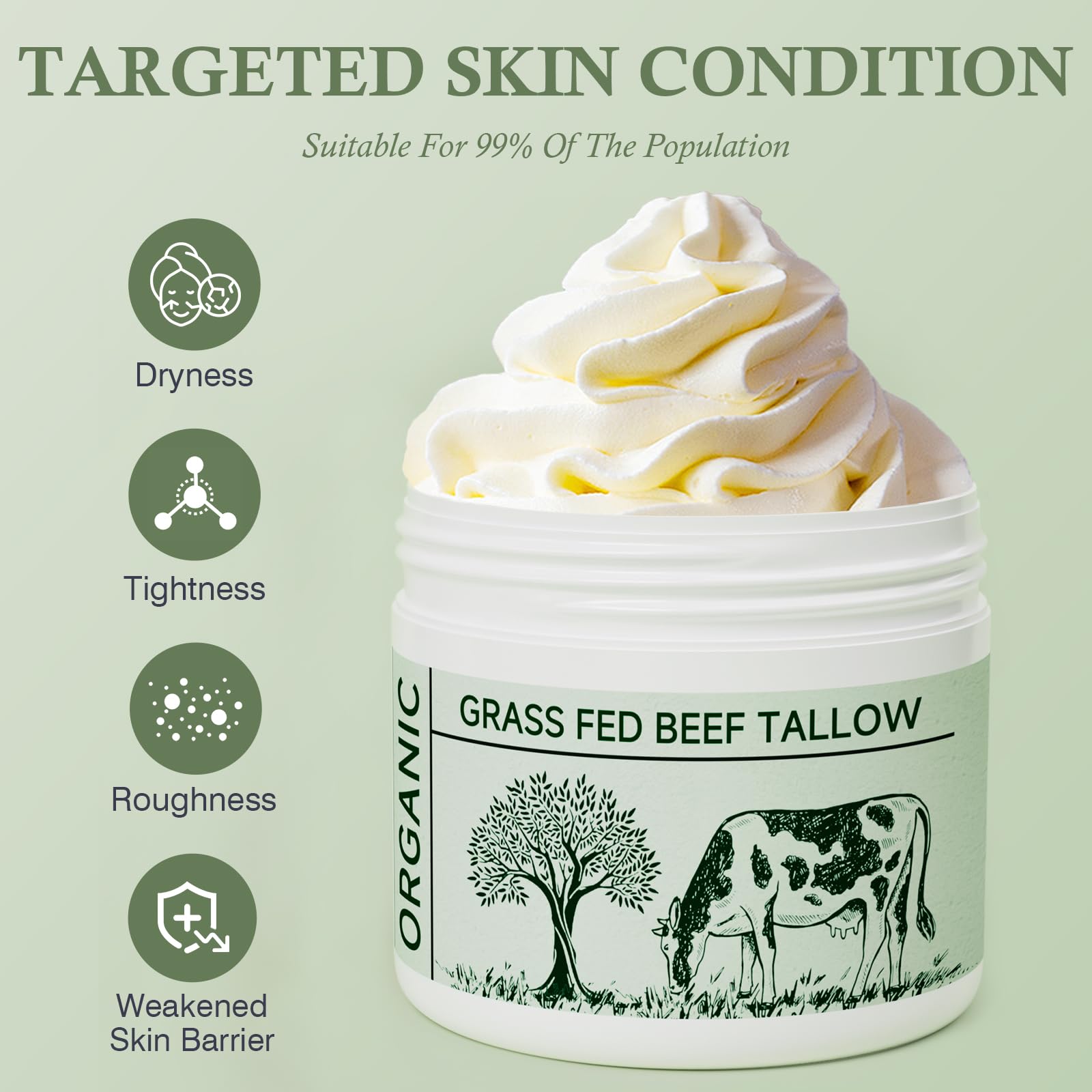mkzea beef tallow texture swatch shows creamy richness for skin.