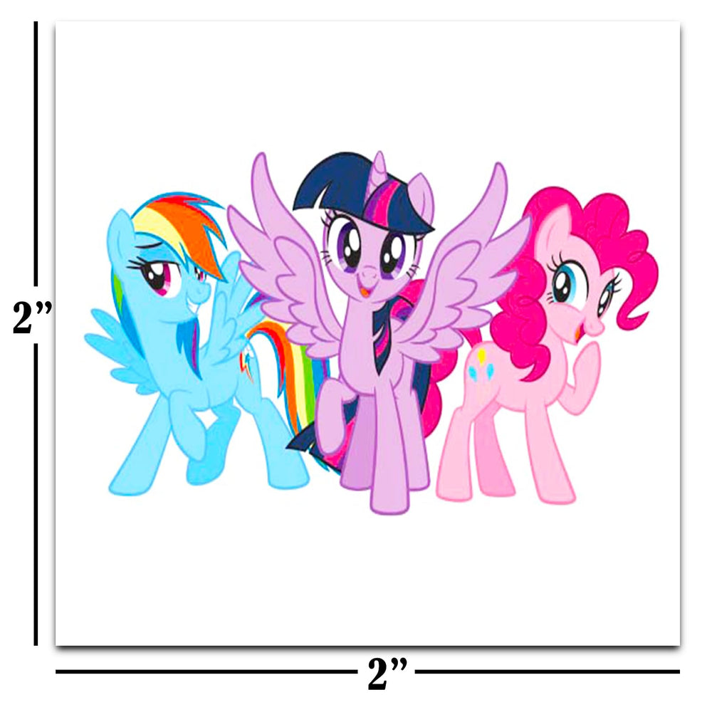 MLP Shop 2x2 inch designs ready to apply for kids' activities.