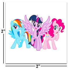 MLP Shop 2x2 inch designs ready to apply for kids' activities.