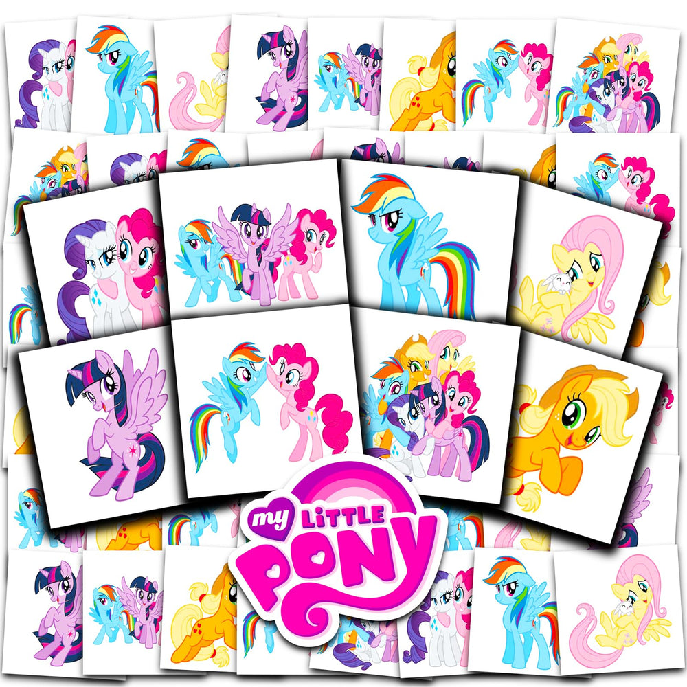 MLP Shop tattoos collection on perforated sheets for easy, quick party favor applications.