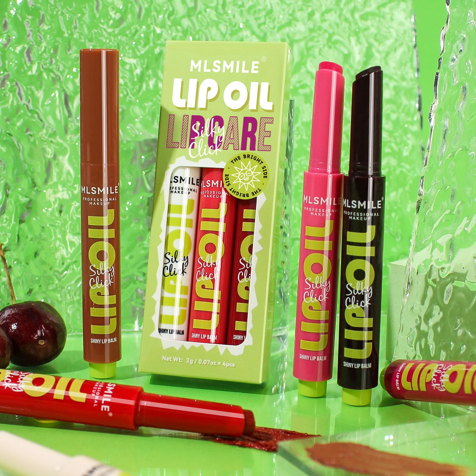 MLSMILE Fat Lip Oil Click Slick gloss close-up with a glossy finish.
