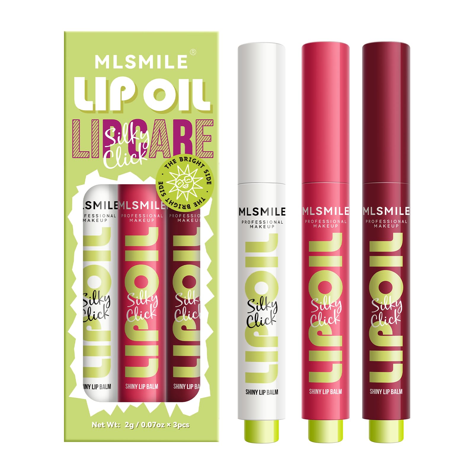 MLSMILE Fat Lip Oil Click Slick packaging showcases premium gift-ready presentation.
