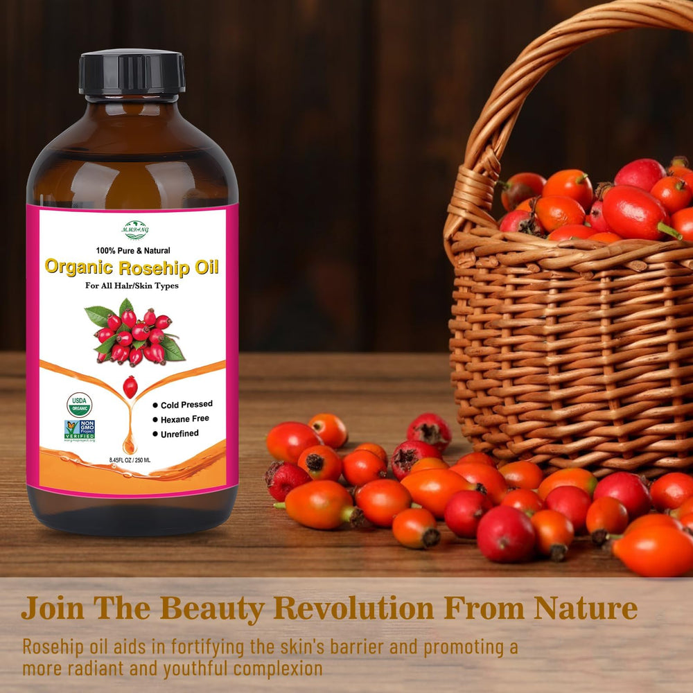 MMPANG Rosehip Oil hair-care usage nourishes ends with moisture.