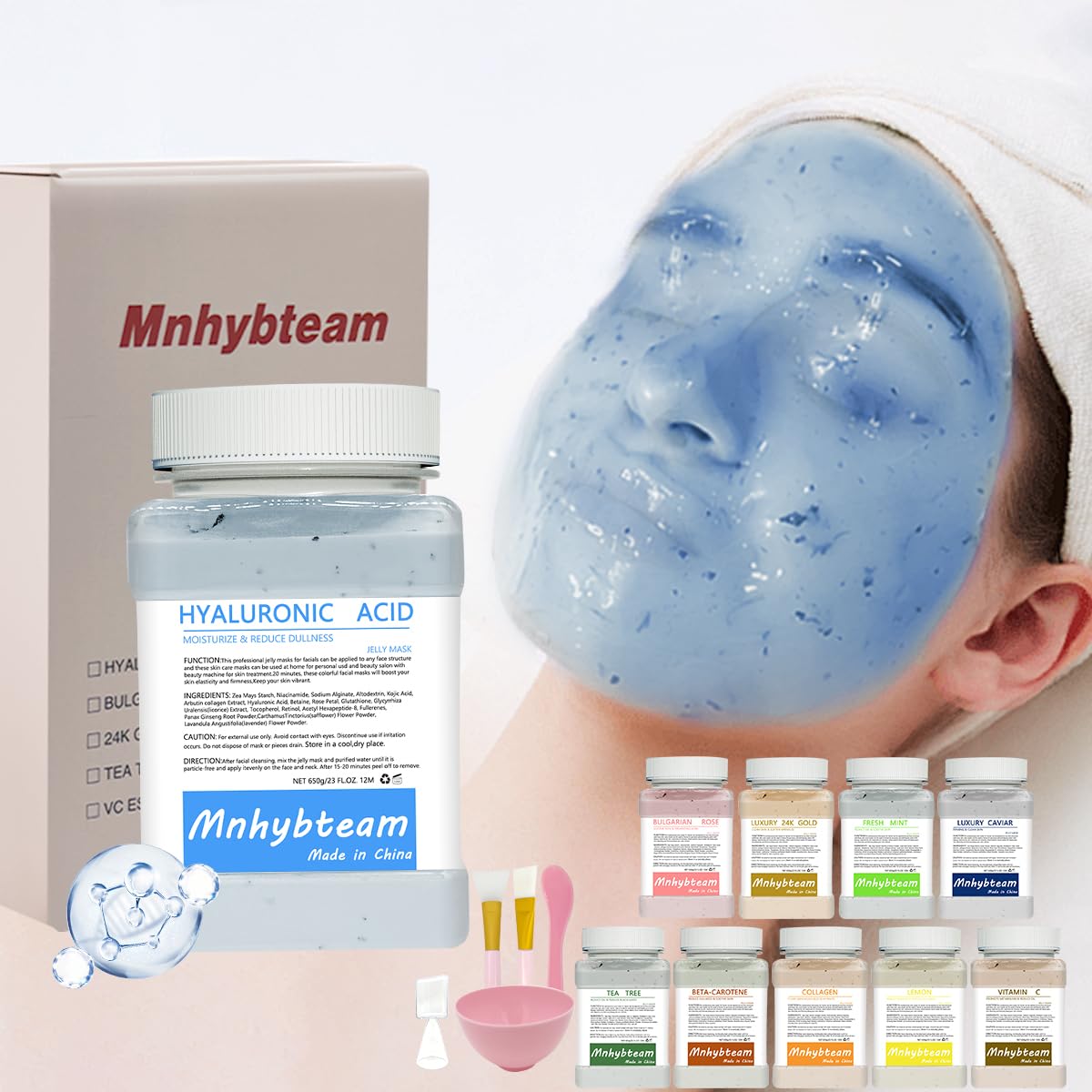 Mnhybteam jelly mask jar closeup shows hydration for all skin types