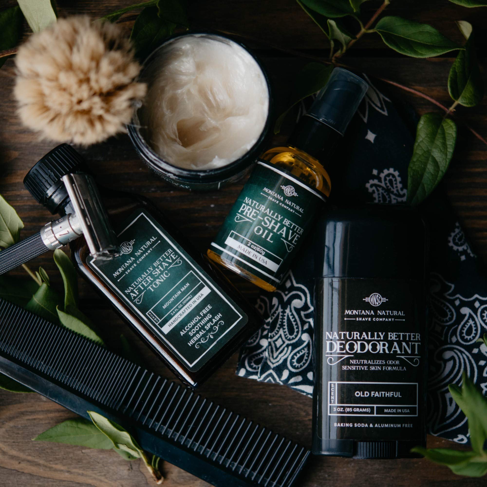 Packaging on shelf showing rugged outdoor branding of MNS Mountain Man deodorant.
