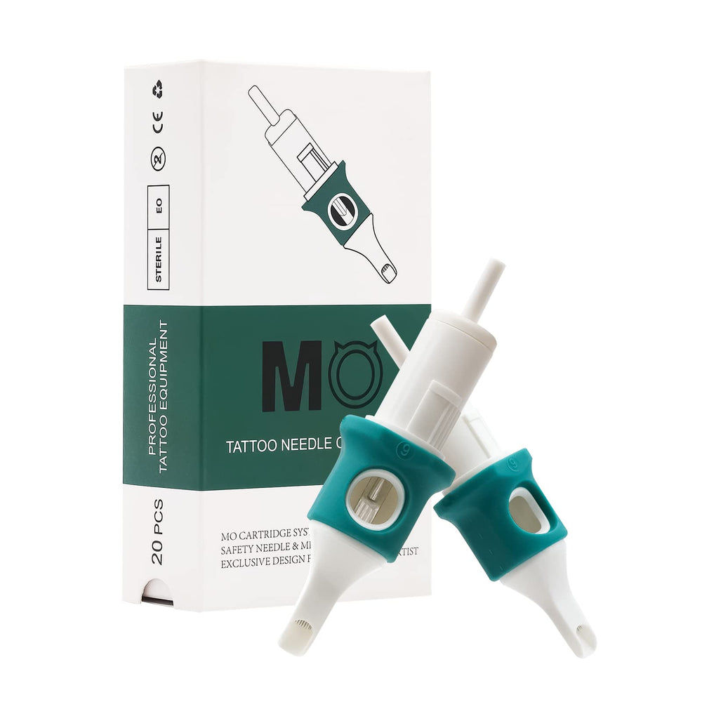 MO MOLONG tattoo cartridges with a finger ledge for steady technique and comfort.