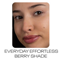 MOB Beauty Hydrating Shine Lip Balm M24 Plum swatch highlighting hydration and tint.