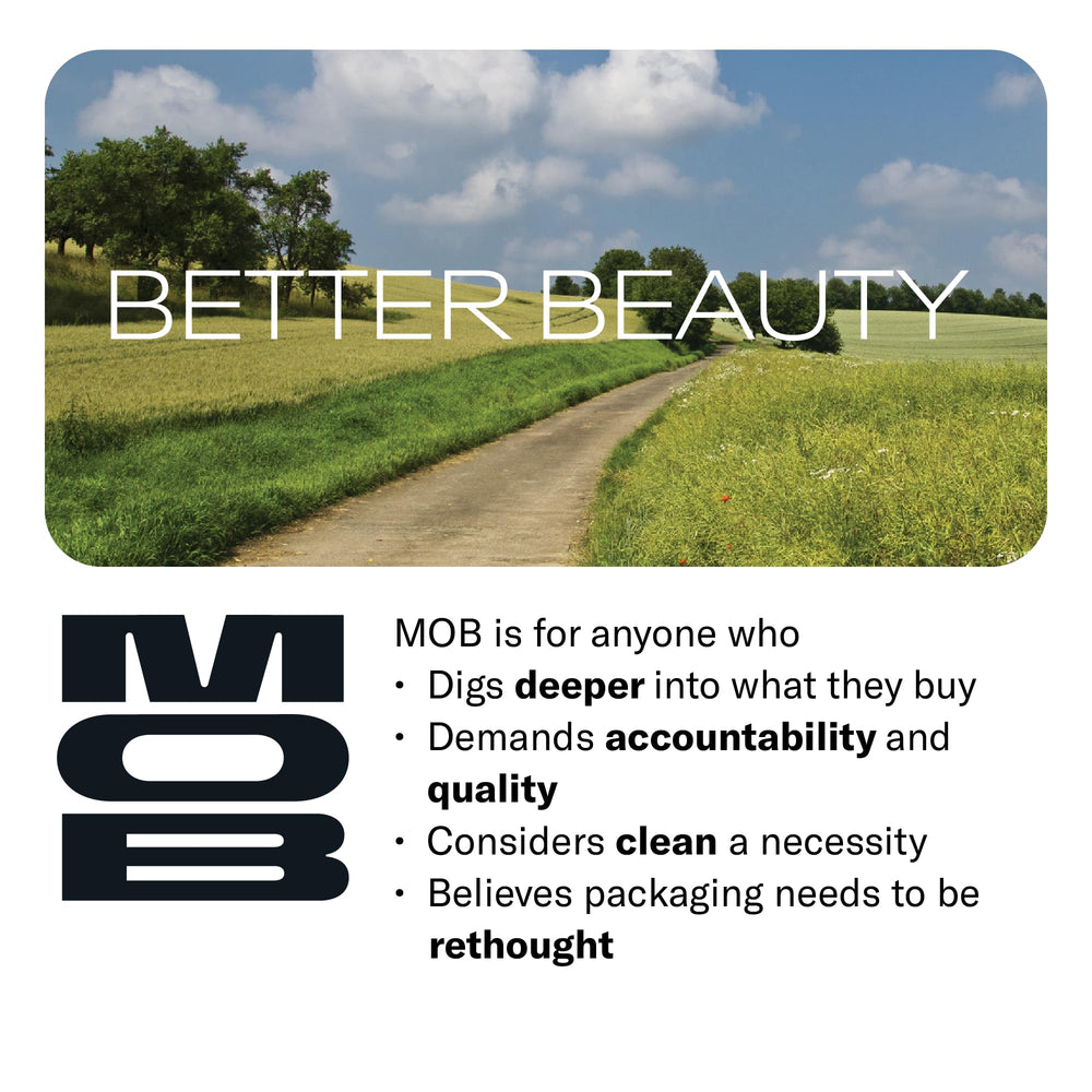 MOB Beauty M1990 close-up shows natural wax formulation for smooth glide.