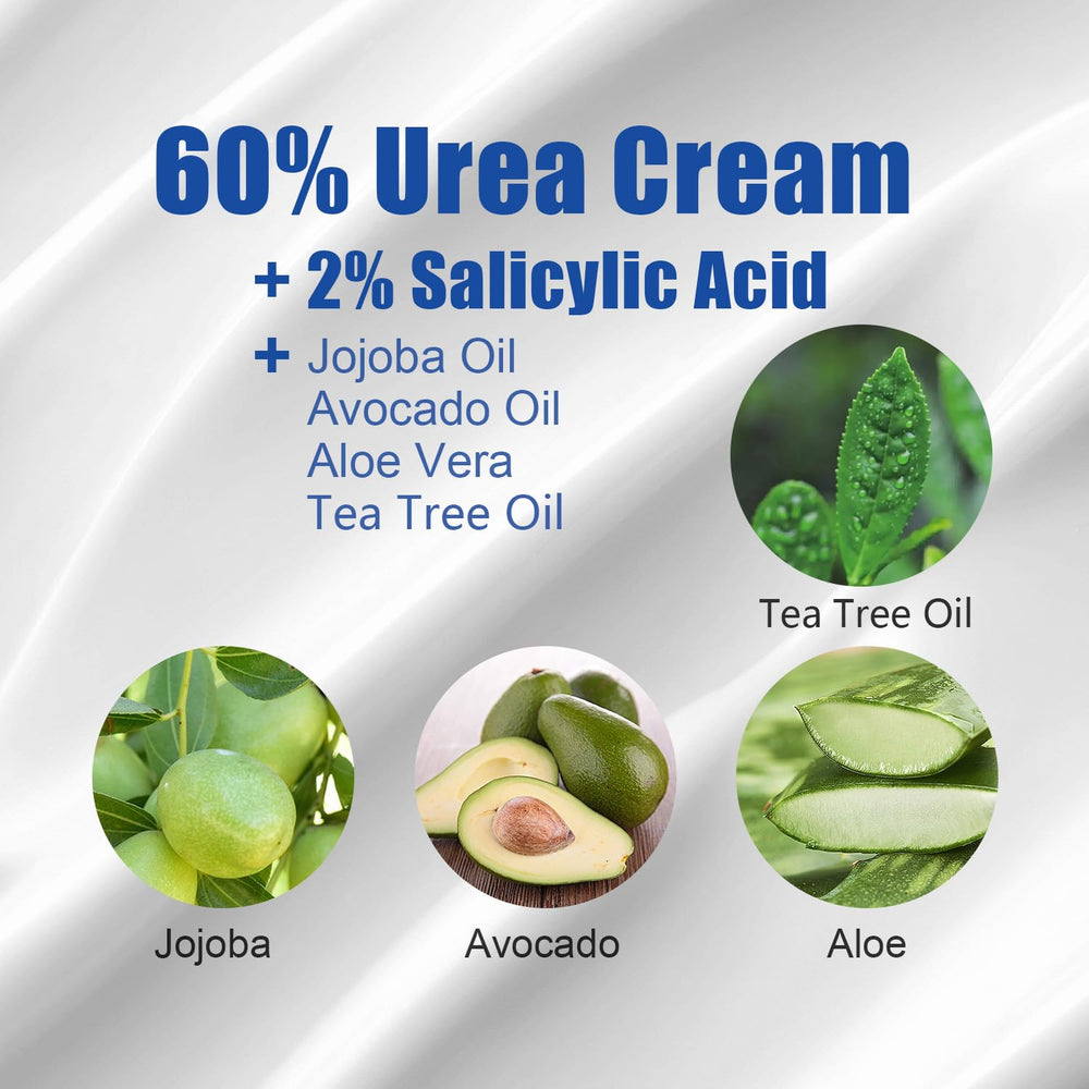 MOC LINK Urea Cream label close-up showing 60% urea and 2% salicylic acid.