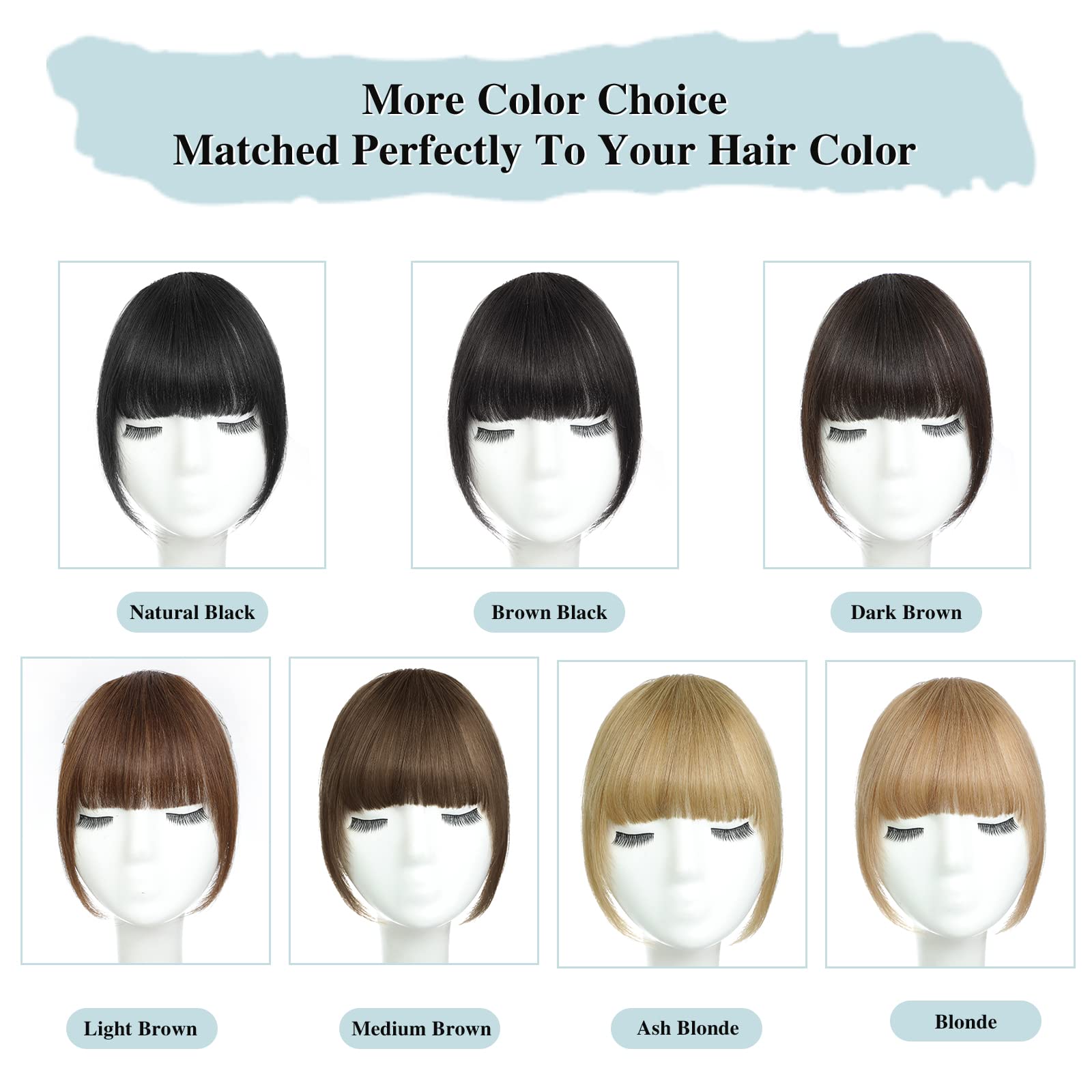 MOCA HAIR clip-in bangs natural blend complements real hair texture