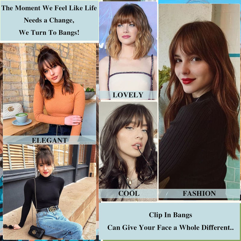 MOCA HAIR clip-in bangs styling-ready for curling or straightening