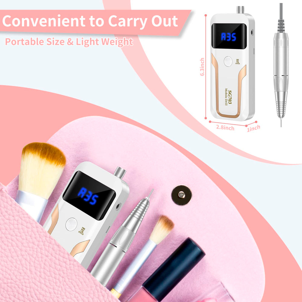 MOCOWIND cordless E-file kit with multiple bits for versatile nail care.