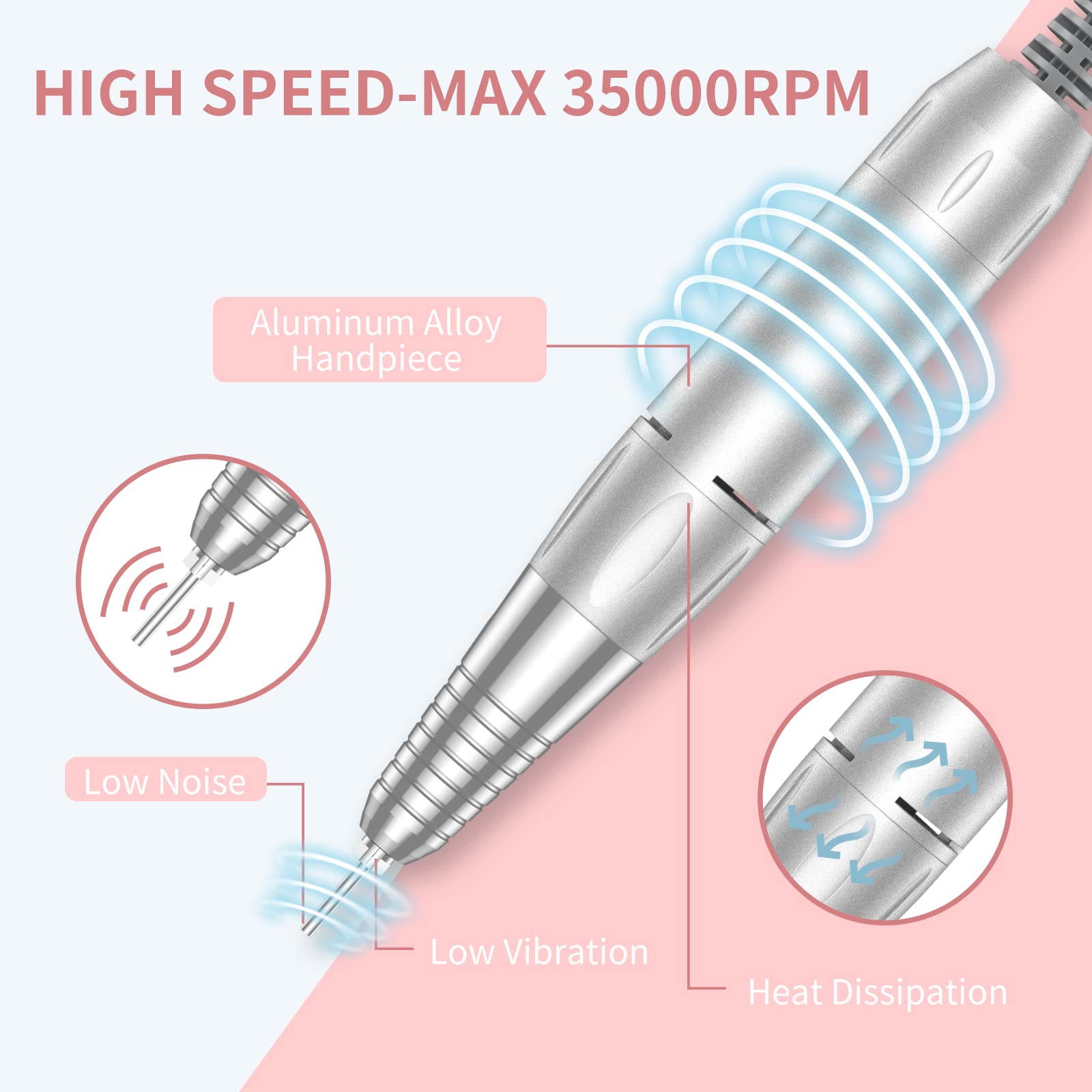 MOCOWIND low-noise aluminum handpiece delivering smooth operation