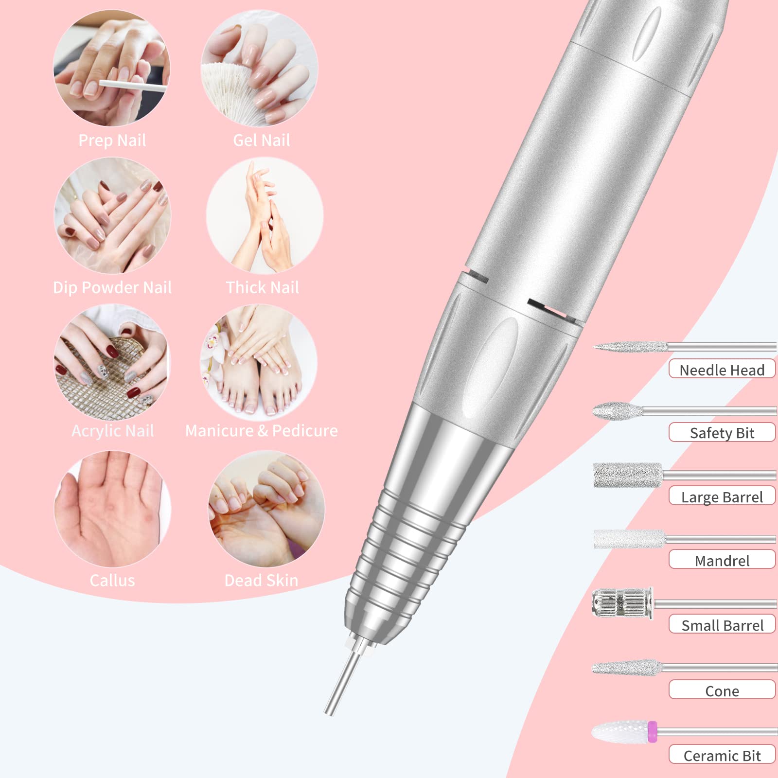 MOCOWIND nail drill with LCD display for clear speed feedback