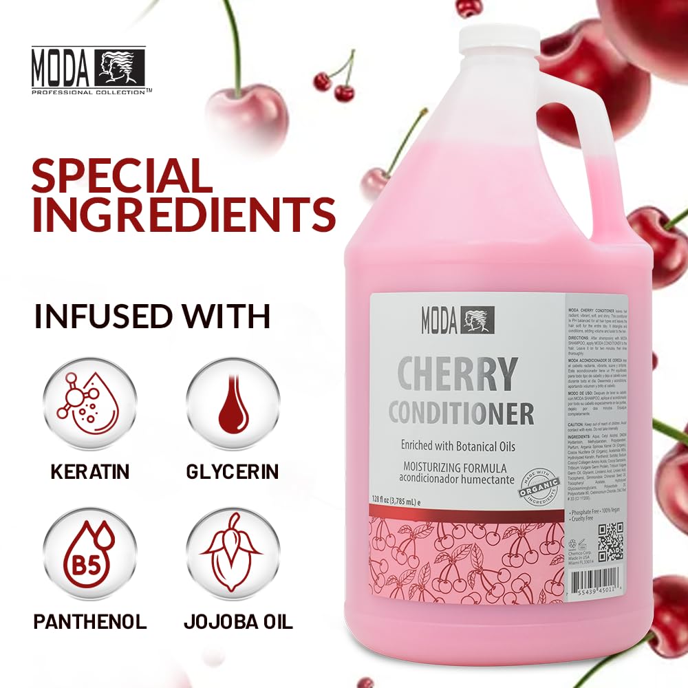 MODA cherry conditioner hair-soft result enhances manageability and texture.