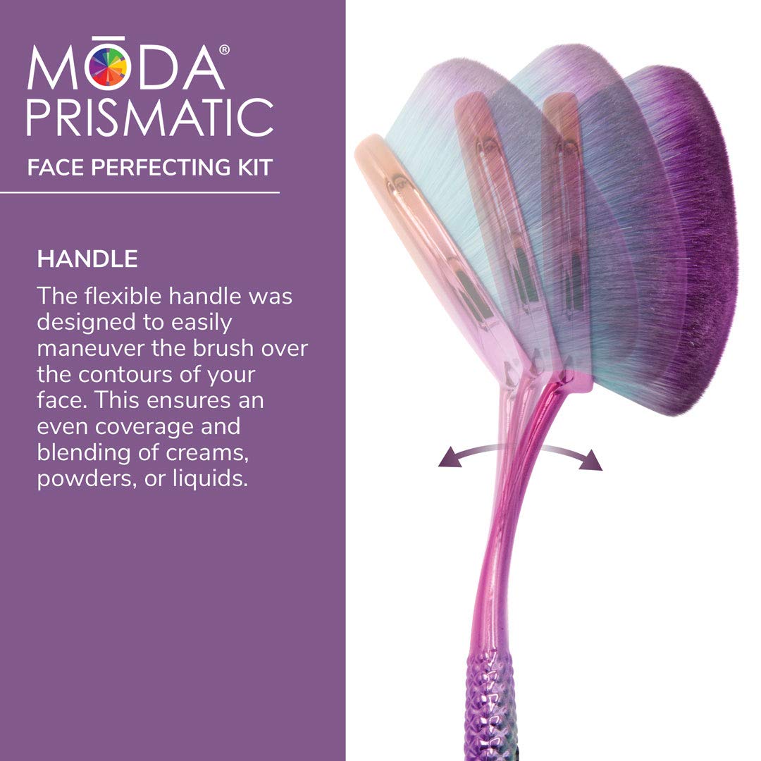 MODA Prismatic oval brush with ergonomic, waterproof handle for secure grip.