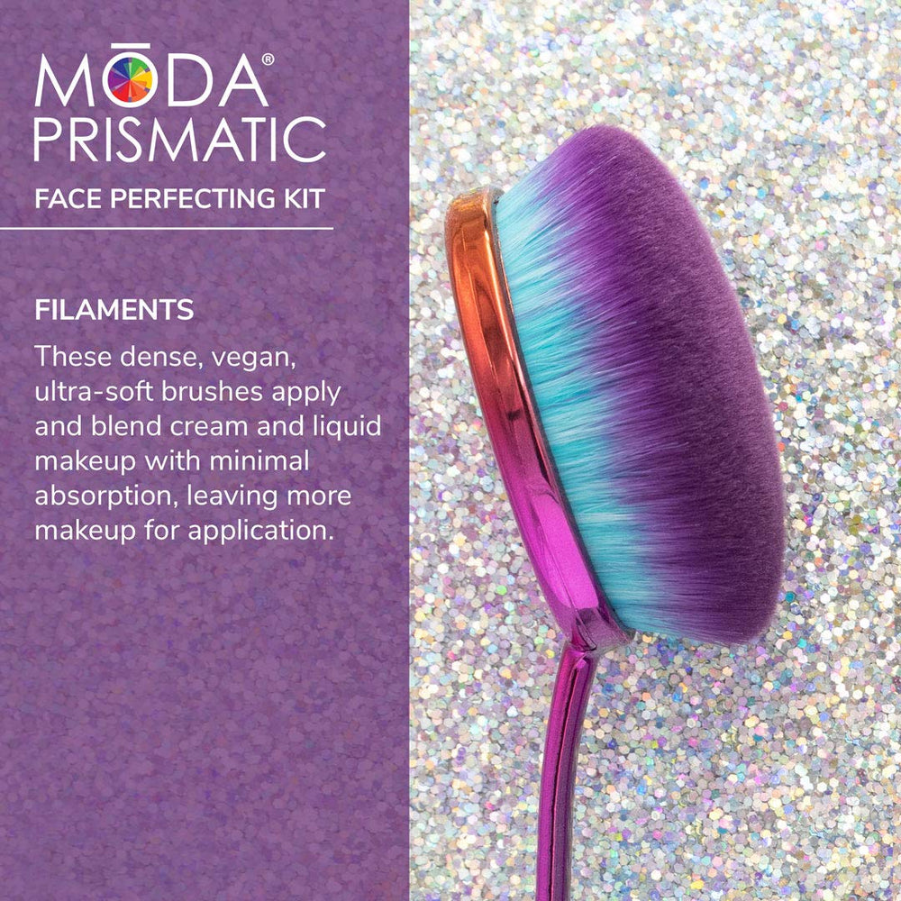 MODA Prismatic oval brush with waterproof textured handles for steady application.