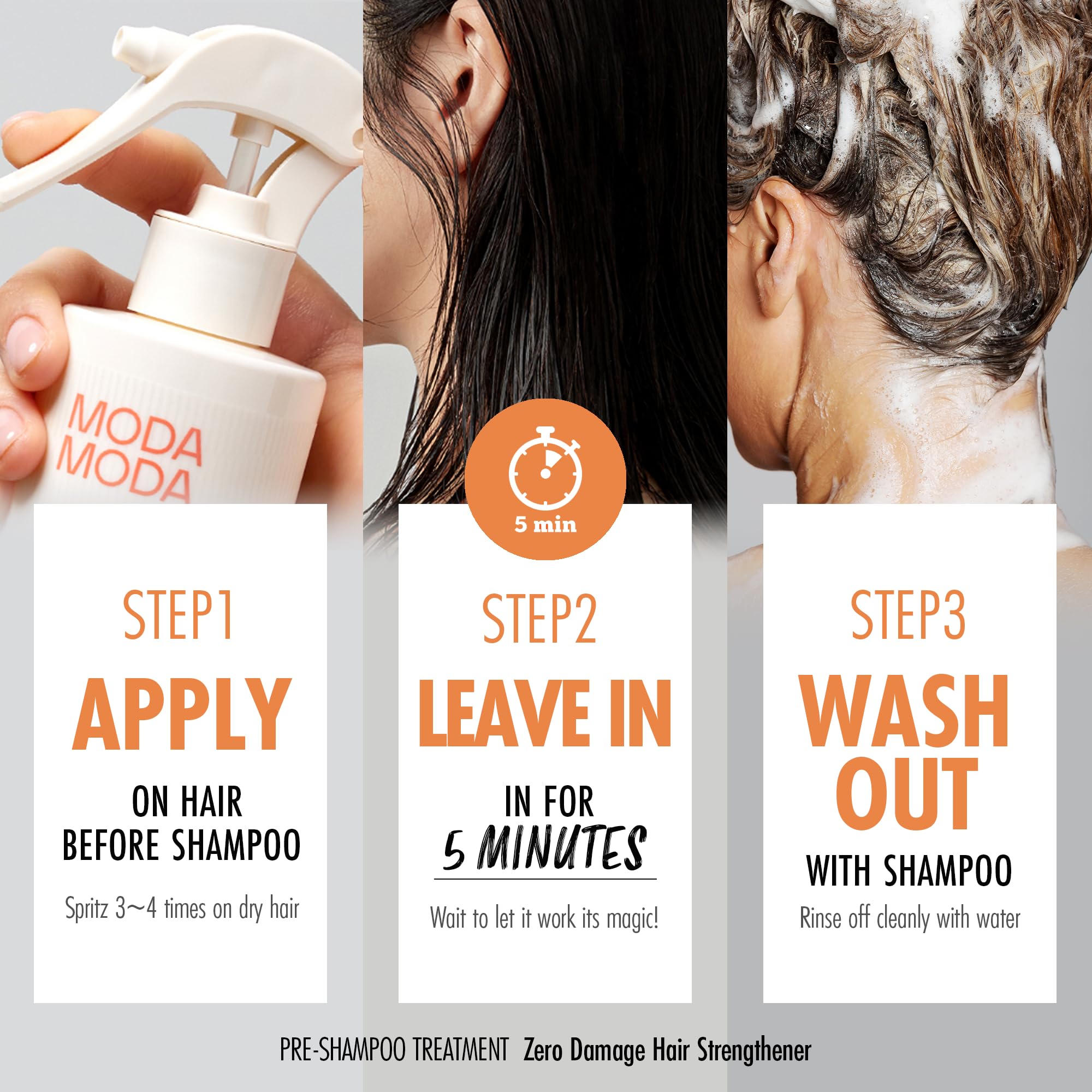 MODAMODA frizz-ease mist on drying hair for smoother results