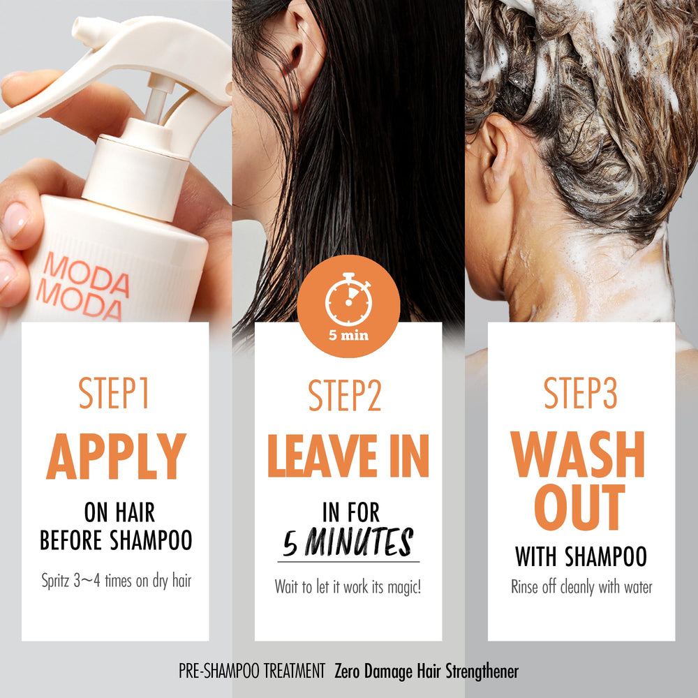 MODAMODA frizz-ease mist on drying hair for smoother results