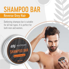 Modayeri Reverse Grey Hair Bar Shampoo being applied to scalp