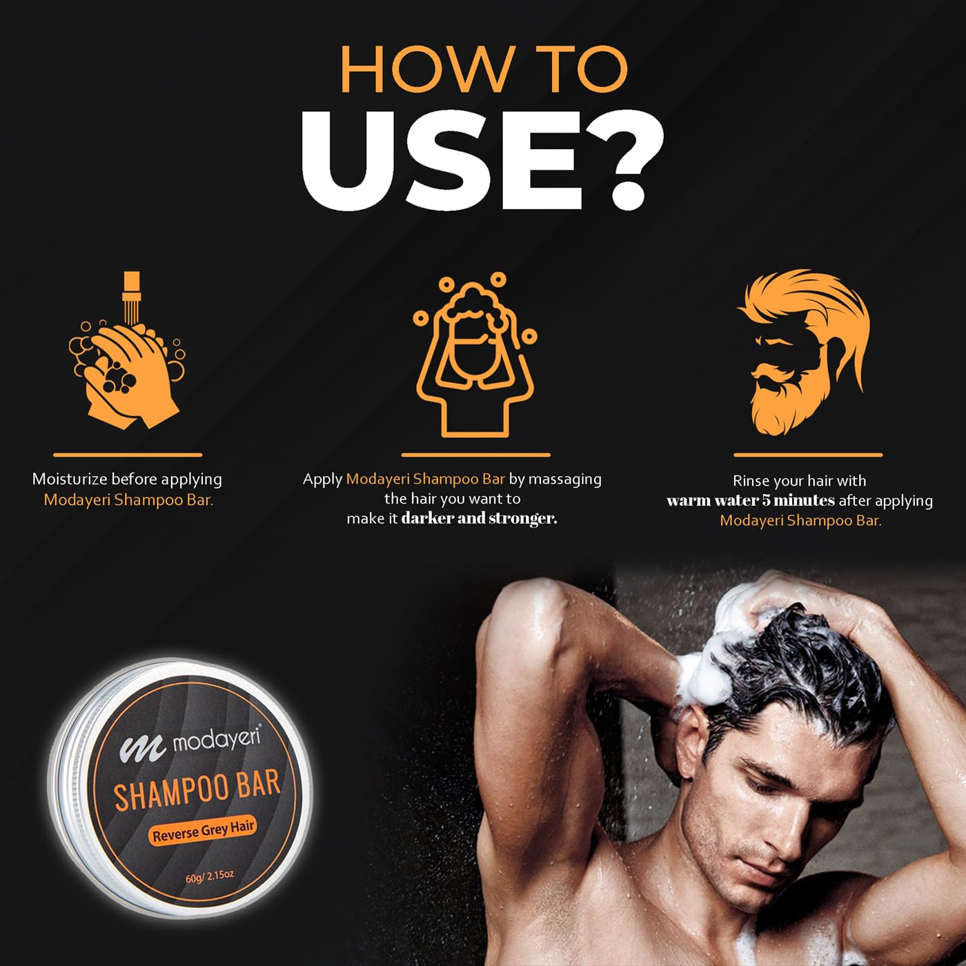 Modayeri Reverse Grey Hair Bar Shampoo daily use hair care