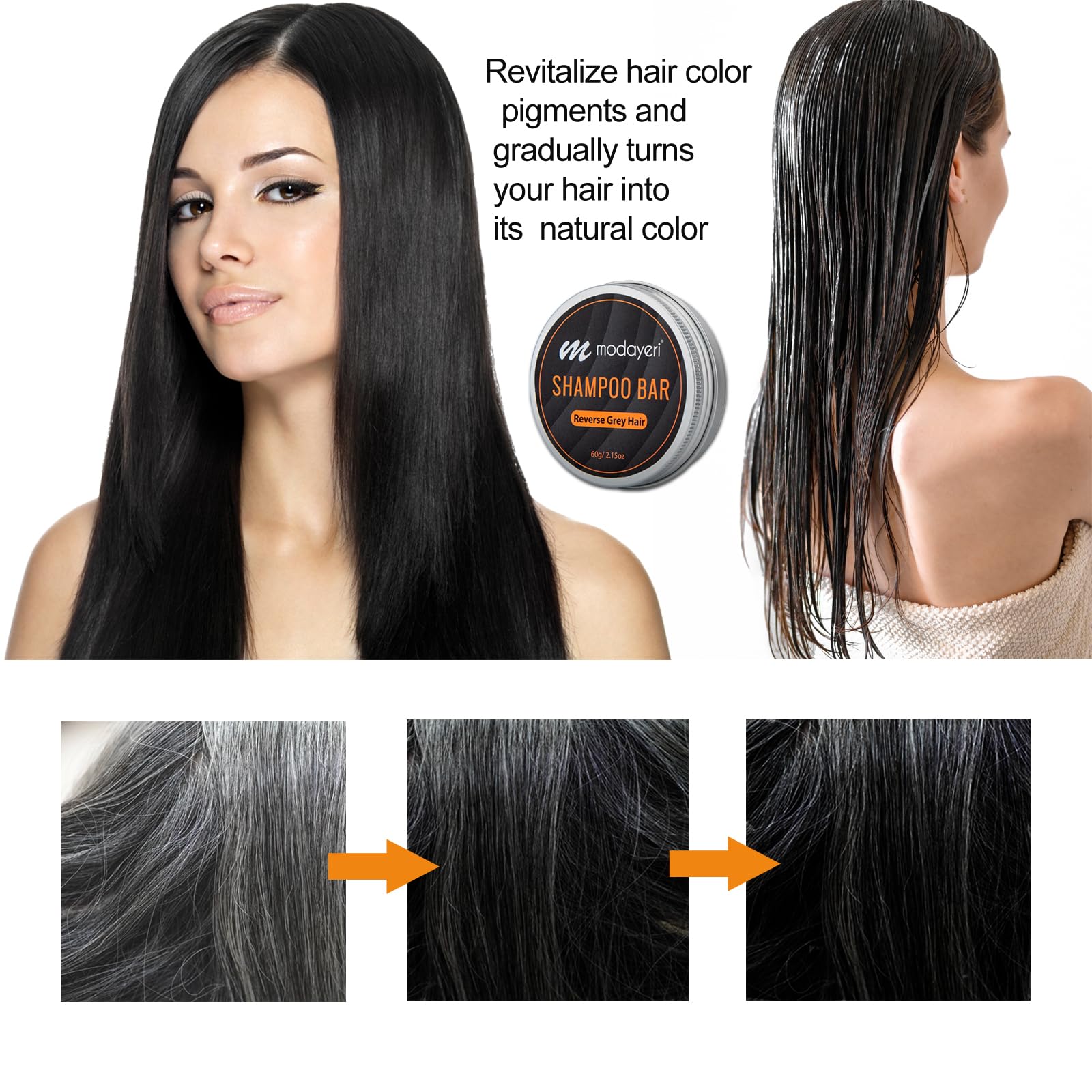 Modayeri Reverse Grey Hair Bar Shampoo lather forming cleanser on hair